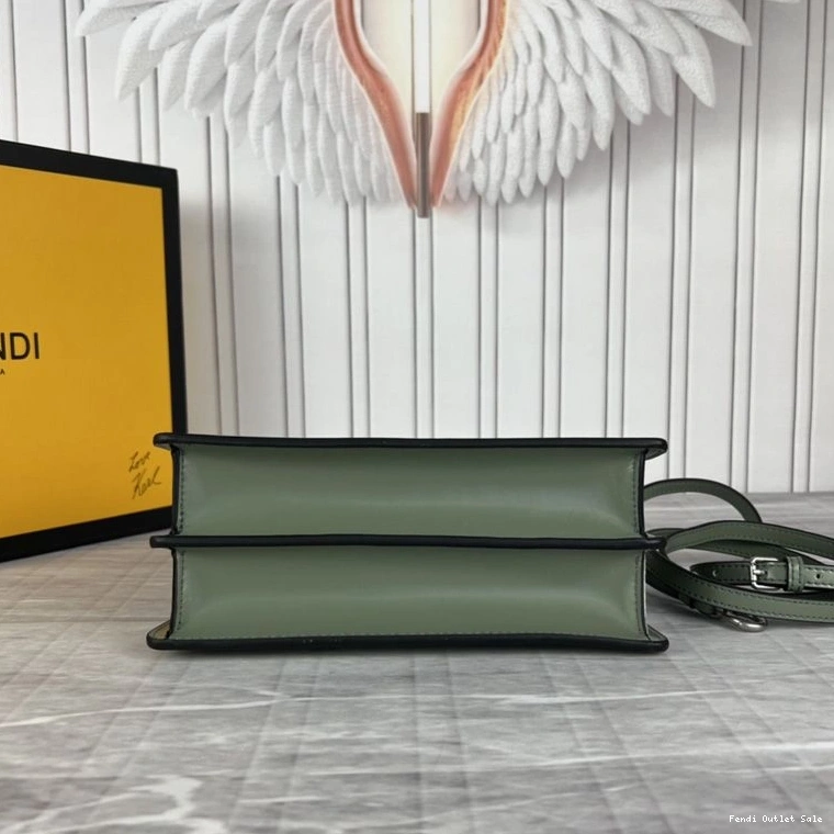 Cheap Bag Green Fendi In Cut Peekaboo Mini Leather Calf 0716